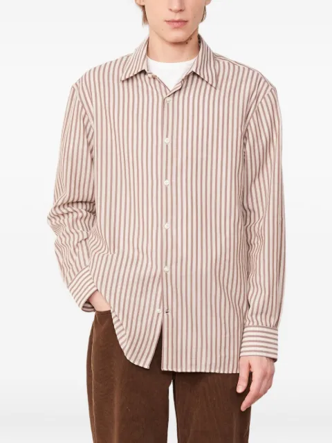 Officine Generale striped long-sleeve shirt Brown W25MSHI018
