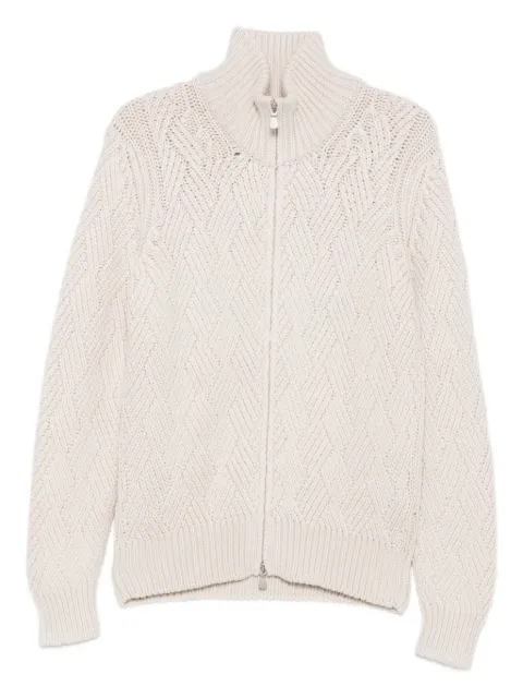 Barba patterned zip-up cardigan Neutrals 1965410555