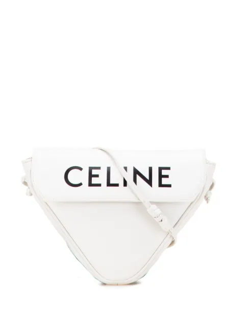 Celine Pre-Owned 2020 Smooth Calfskin Logo Triangle crossbody bag White FORVIBK2L9O124ZD