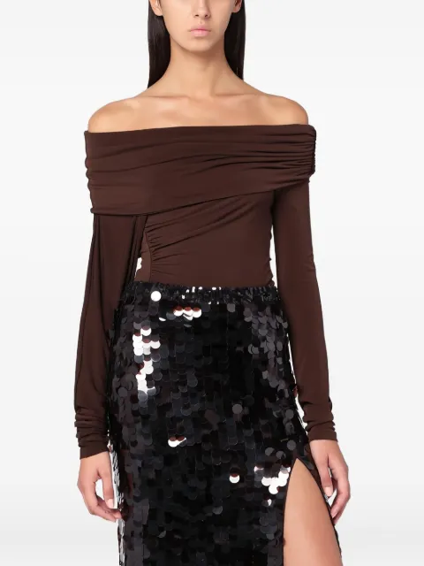 THE ANDAMANE off-shoulder gathered top Brown T180721BTJP107