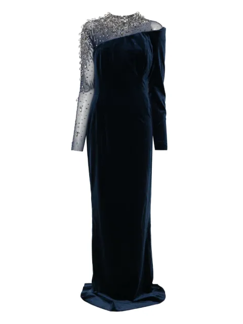 JEAN-LOUIS SABAJI crystal-embellished asymmetric gown Blue 6001410