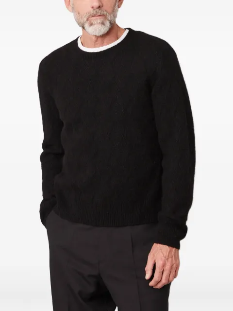 Officine Generale herringbone wool-lamb fur sweater Black W25MKNT301