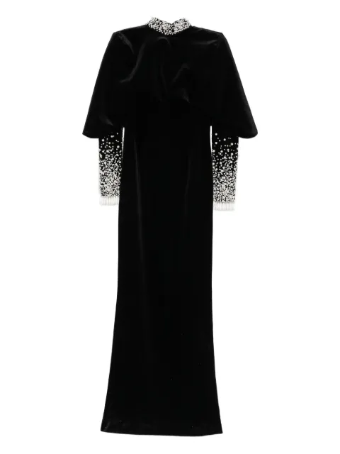 JEAN-LOUIS SABAJI faux-pearl embellished velvet gown Black 600142