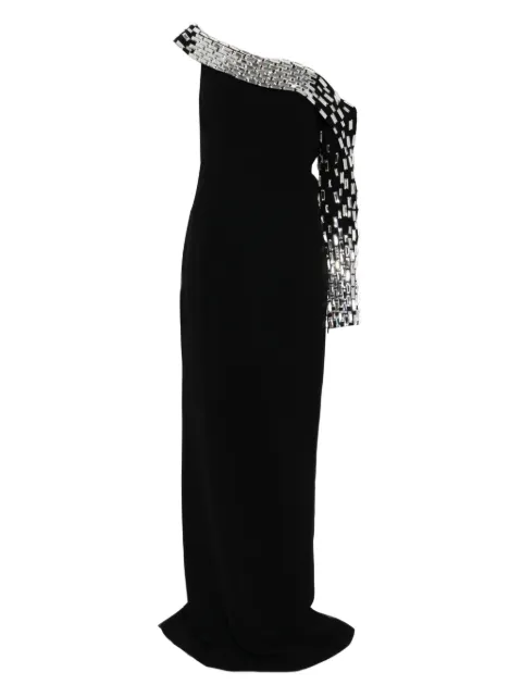 JEAN-LOUIS SABAJI asymmetric baguette-embroidery maxi dress Black 600146