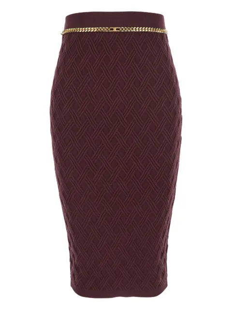 Elisabetta Franchi quilted chain-belt midi skirt Red GK20B56E2