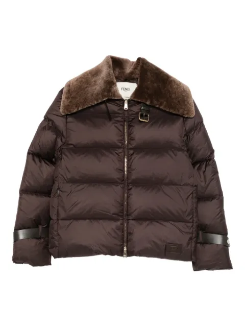 FENDI shearling-collar ski jacket Brown FAN212AT8V
