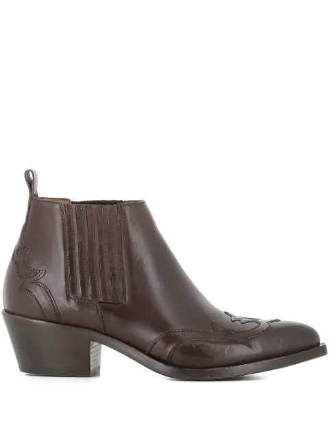 Sartore embroidered leather boots Brown 25ISR470407