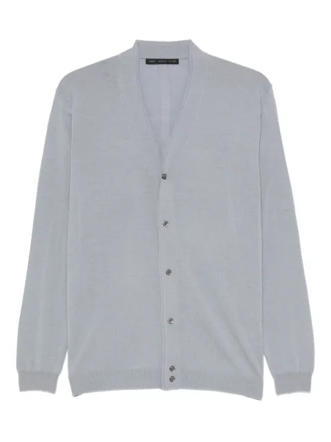 Low Brand V-neck wool cardigan Blue L1MFW25266729
