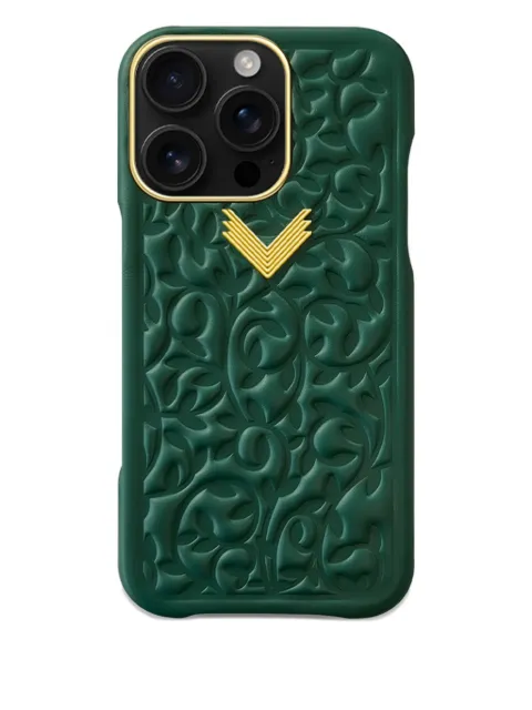 VELANTE embossed floral iPhone 16 Pro phone case Green 01PNRAI16PGBRITISHGREEN