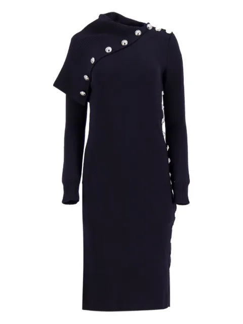 Rabanne button-embellished cowl-neck dress Blue 25AMRO165ML0285
