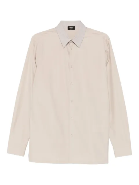 FENDI striped-collar cotton shirt Neutrals FS0751AVDD