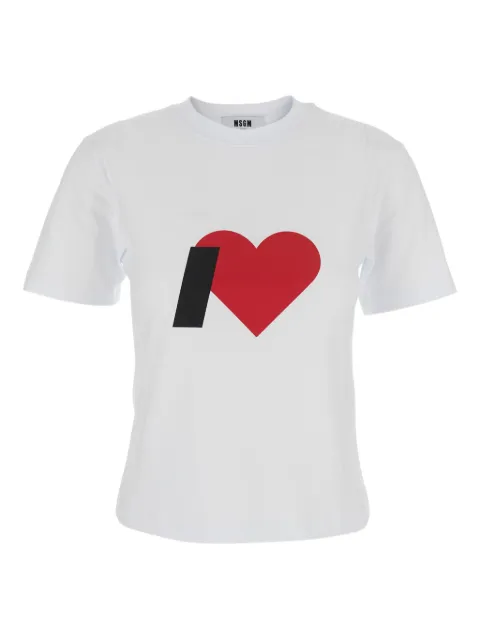 MSGM heart-print crew-neck T-shirt White 3942MDM104D257798