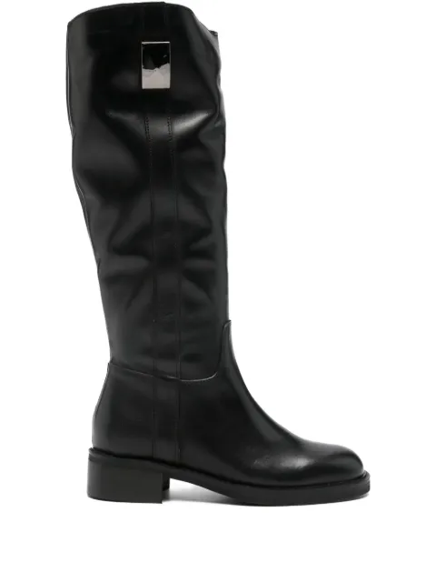 Progetto round-toe leather boots Black ST7010