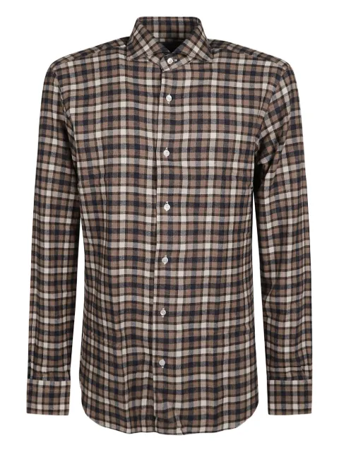 Barba checked cotton shirt Neutrals LIU13P0136046X