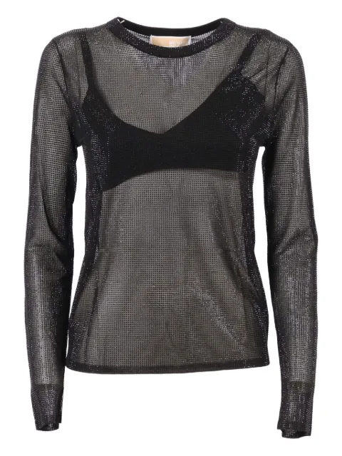 Michael Michael Kors embellished mesh long-sleeve top Black MF561A5B8D