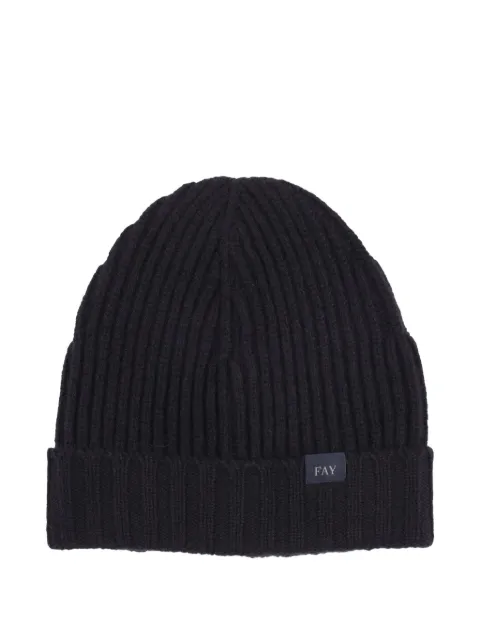 Fay ribbed beanie hat Black N7MF3512970XWI