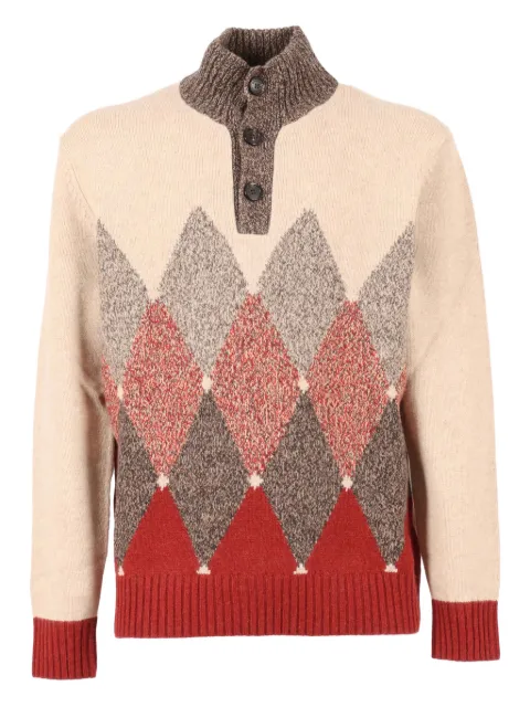 Ballantyne high-neck diamond-pattern wool sweater Neutrals B2W2065WI01