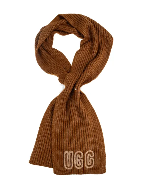 UGG ribbed logo scarf Brown 102787