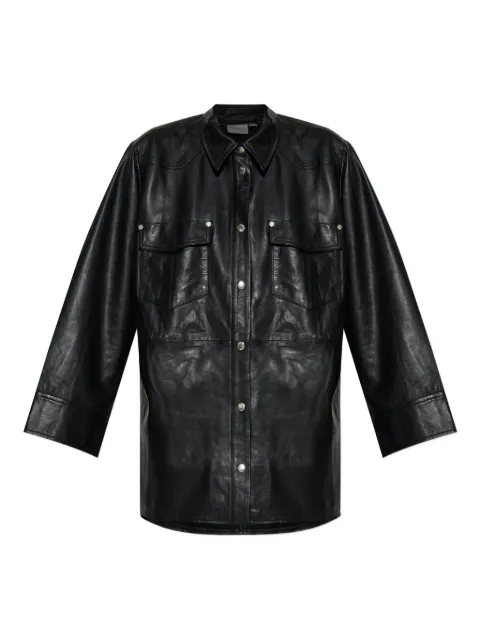 Gestuz long-sleeved leather shirt Black 10910553