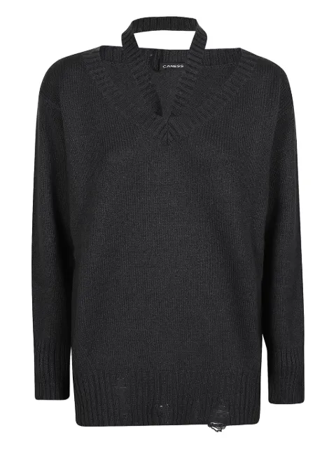 Canessa distressed cashmere sweater Black NWKV004FK0001