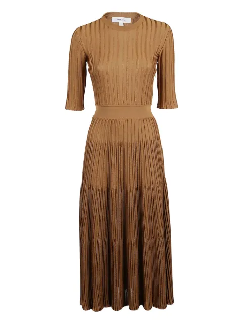 Casasola ribbed pleated midi dress Brown DRSCTULLIA
