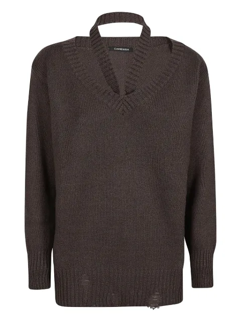 Canessa V-neck cashmere sweater Brown NWKV004FK0001