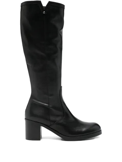 Progetto block-heel leather boots Black ST04