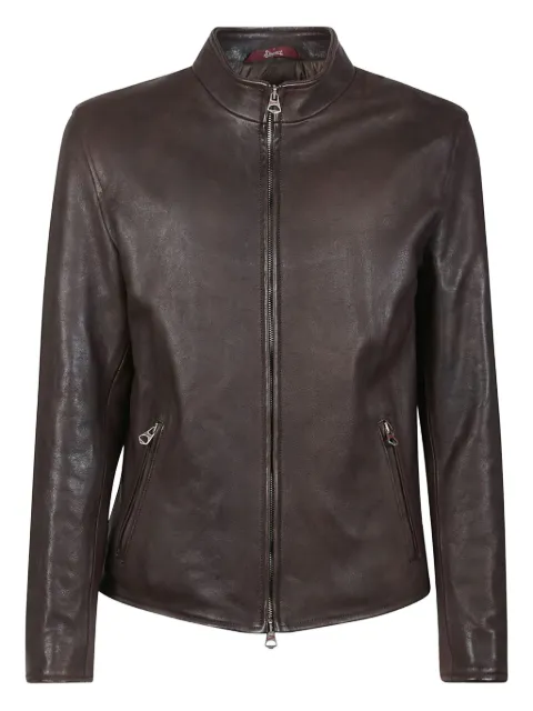 Stewart zip-fastening leather jacket Brown GXDU136SPVCAPZF0008C