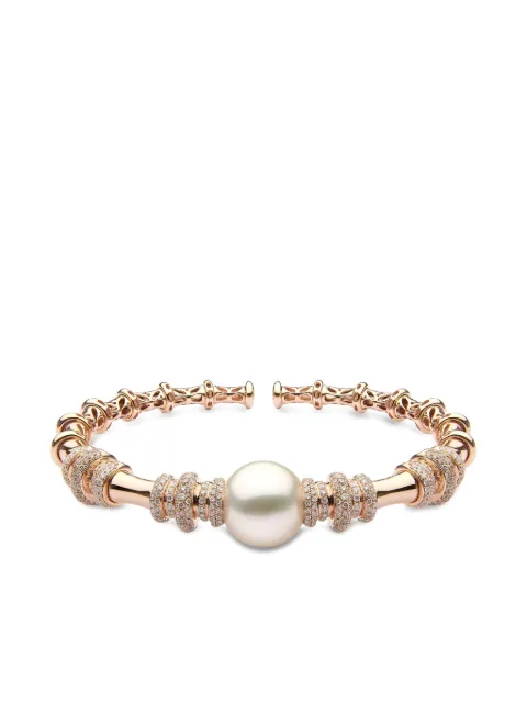 Yoko London 18K rose gold Astral diamond and pearl bangle Pink YKB70079W