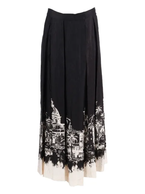 Shirtaporter printed pleated maxi skirt Black SK3778
