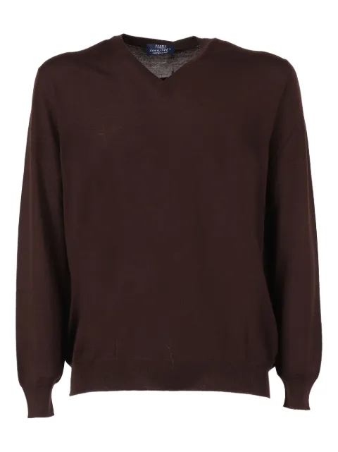 Fedeli V-neck sweater Brown MU007011