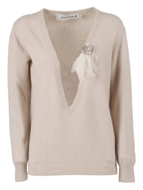 Shirtaporter crystal-embellished top Neutrals KN3769
