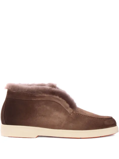 Santoni fur-trimmed suede boots Brown WUYA58457TISAUOF