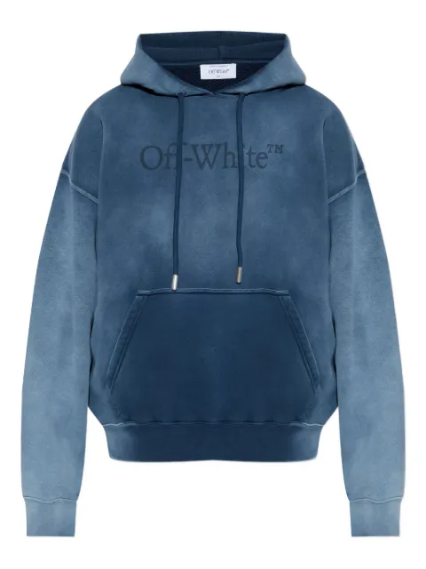 Off-White logo-print cotton hoodie Blue OWBB06DF25FLE0024D4D
