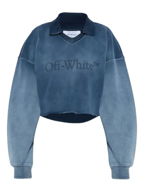 Off-White logo-print cropped sweatshirt Blue OWBA07BF25FLE0044D4D