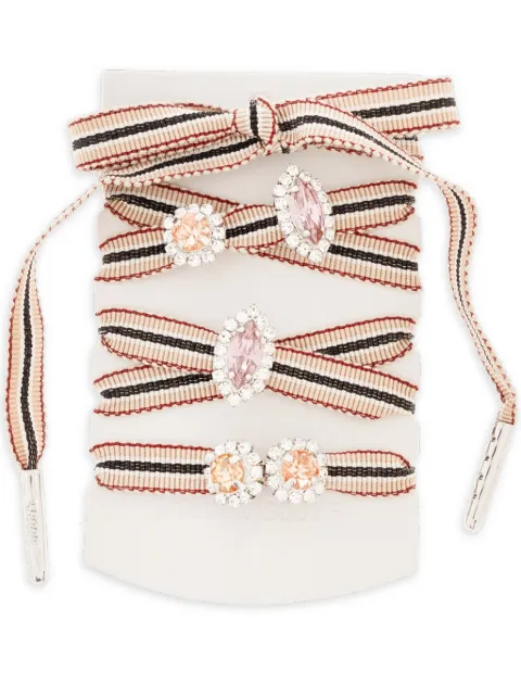 Golden Goose striped-pattern crystal-appliqué shoelaces Neutrals GUZ00278Z000246