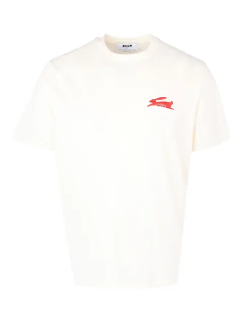 MSGM rabbit-detail graphic T-shirt Neutrals 3940MM119257798