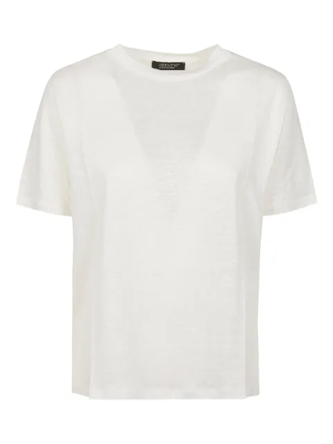 Aragona linen round-neck T-shirt White D2935TP