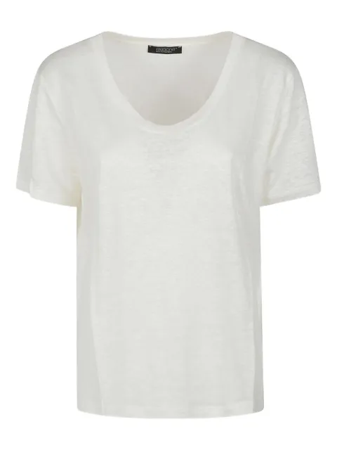Aragona linen scoop-neck T-shirt White D3161TP