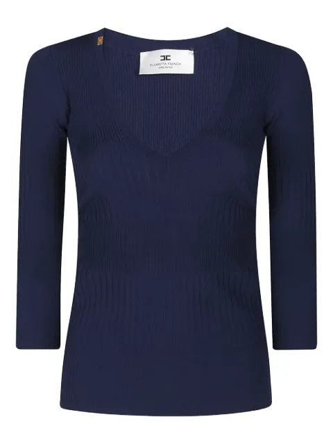 Elisabetta Franchi ribbed v-neck sweater Blue MK98T51E2