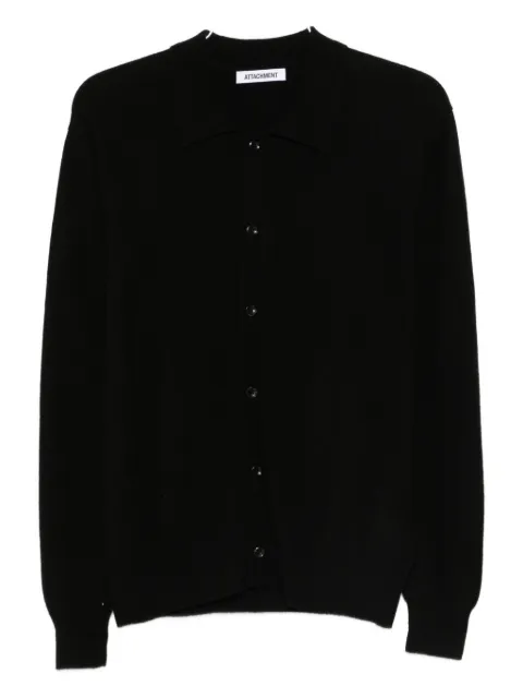 Attachment polo-collar cardigan Black AK52036