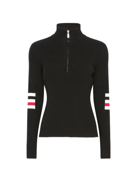 Izaak Azanei triple-stripe half-zip sweater Black SKI25LIN003B