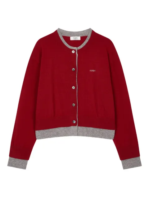 TOMBOY logo-embroidery two-tone cardigan Red 9105451106