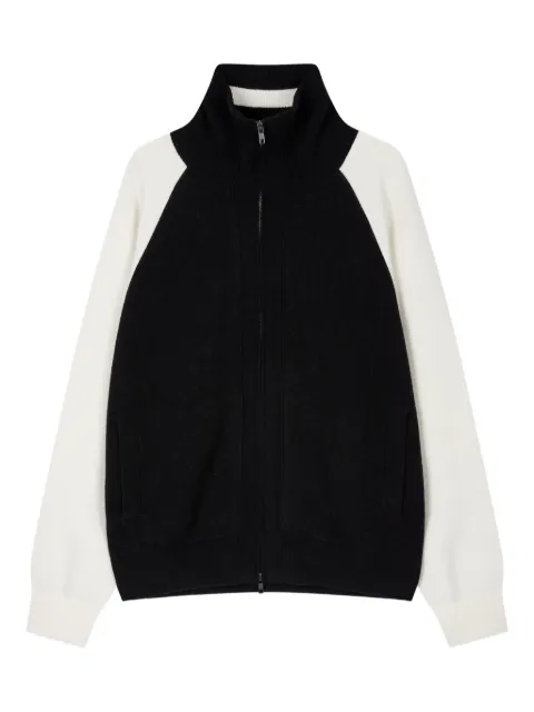 TOMBOY logo-jacquard zip-up cardigan Black 9105451107