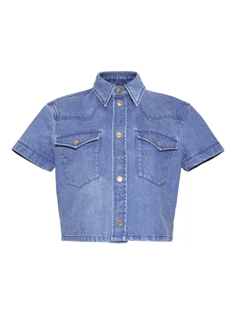 Cara Cara collared denim crop top Blue 3164DDEN