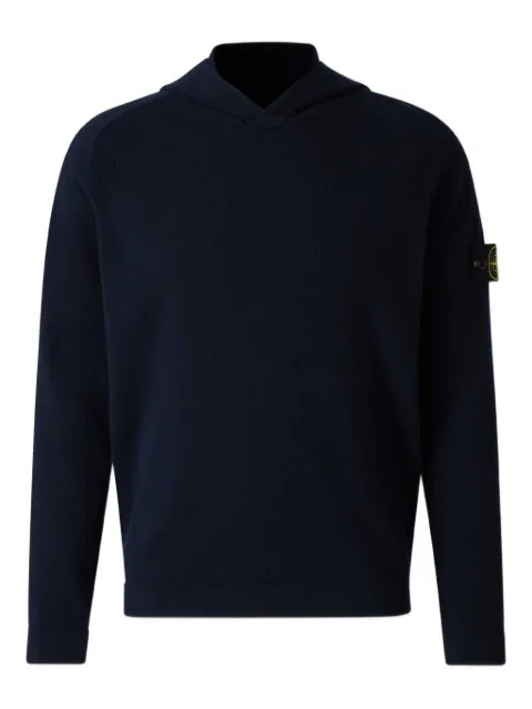 Stone Island ribbed-trim hoodie Blue K2S155100015S00B4