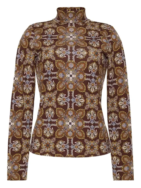 Cara Cara printed mock-neck top Brown 388VTW
