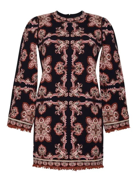 Cara Cara Fritz paisley-print frayed mini dress Black 9439BPS