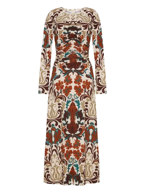 Cara Cara floral-print gathered dress Neutrals 1082MIS