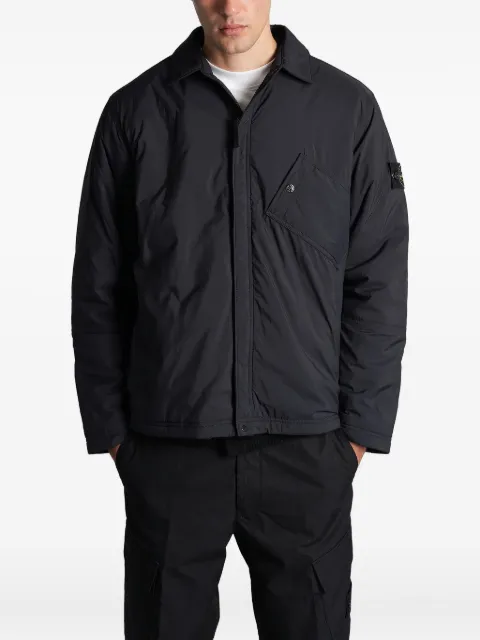 Stone Island ripstop logo-patch overshirt Black K2S151200007S0182